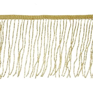 Beaded Fringe |  Gold Beaded Fringe On Braided Lip – 5" Beaded Fringe Beaded Fringe