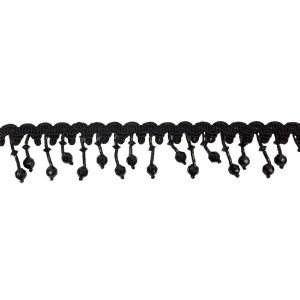 Beaded Fringe |  Vintage Black Faceted And Seed Beaded Fringe On Black Braid – 1.5" Beaded Fringe Beaded Fringe