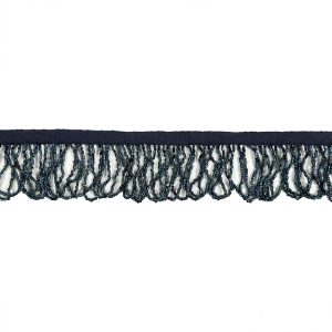 Beaded Fringe |  Vintage Blue Iris And Navy Beaded Looped Fringe Trim – 1.625" Beaded Fringe Beaded Fringe