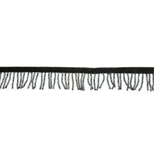 Beaded Fringe |  Vintage Gunmetal And Black Chop Beaded Chainette Fringe – 1" Beaded Fringe Beaded Fringe