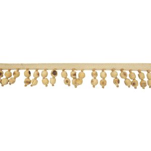 Beaded Fringe |  Vintage Natural And Tan Chunky Wood Beaded Fringe Trim – 1.5" Beaded Fringe Beaded Fringe