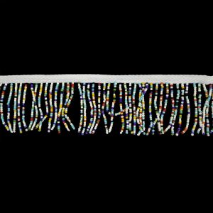 Beaded Fringe |  Vintage Opaque Multi And White Seed Beaded Chainette Fringe – 2" Beaded Fringe Beaded Fringe