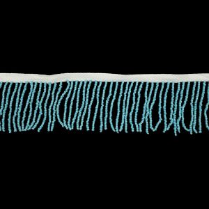 Beaded Fringe |  Vintage Opaque Turquoise And White Seed Beaded Chainette Fringe – 2" Beaded Fringe Beaded Fringe