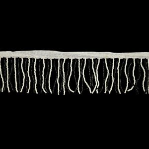 Beaded Fringe |  Vintage White And Black Chop Beaded Fringe – 2.5" Beaded Fringe Beaded Fringe