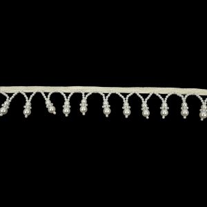 Beaded Fringe |  Vintage White And Faux Pearl Beaded Fringe Trim – 1.25" Beaded Fringe Beaded Fringe