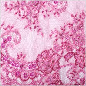 Beaded Lace Trim |  11.8" Fuchsia Fancy Beaded Sequined Lace Trim Beaded Lace Trim Beaded Lace Trim