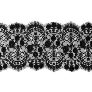 Beaded Lace Trim |  Black Beaded Lace With Eyelash Edge – 10" Beaded Lace Trim Beaded Lace Trim