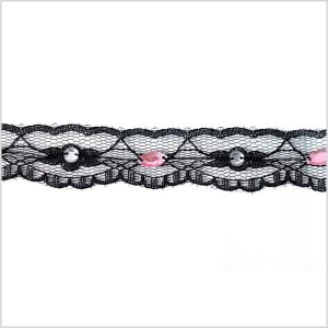 Beaded Lace Trim |  Black/Pink Beaded Lace Lace Trim Beaded Lace Trim