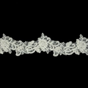 Beaded Lace Trim |  Off White Floral Beaded Bridal Lace Trim With White Cording – 2.5" Beaded Lace Trim Beaded Lace Trim