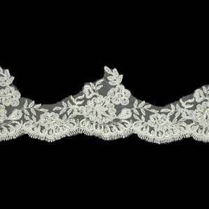 Beaded Lace Trim |  Off White Scalloped Floral Beaded And Corded Bridal Lace Trim – 3.5" Beaded Lace Trim Beaded Lace Trim