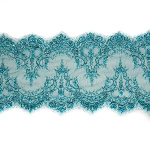 Beaded Lace Trim |  Turquoise Fancy Beaded Lace Trimming – 8" Beaded Lace Trim Beaded Lace Trim