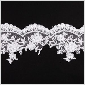 Bridal Lace Trim |  4.25" White/Silver Bridal Beaded Lace Bridal Lace Trim Bridal Lace Trim