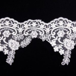 Bridal Lace Trim |  Off-White / Gold Beaded Lace Bridal Lace Trim Bridal Lace Trim