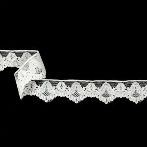 Bridal Lace Trim |  White Chandeliers Scalloped Stretch Lace Trim – 1.25" Bridal Lace Trim Bridal Lace Trim