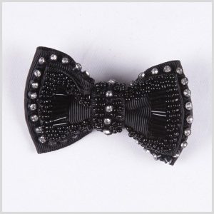 Brooches |  3" Black Beaded Bow Brooch Brooches Black