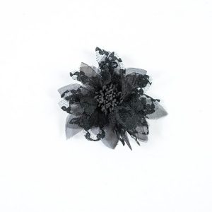 Brooches |  Black Organza And Lace Flower Pin – 4" X 4" Brooches Black