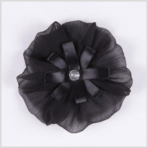 Brooches |  Black Organza Flower Pin Brooches Black