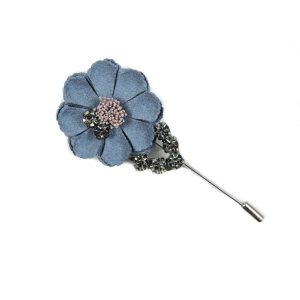 Brooches |  Blue Flower Brooch With Rhinestones – 3.75" Brooches Brooches