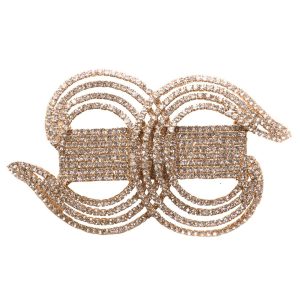 Brooches |  Crystal And Gold Rhinestone Ornament – 2.5" X 4.5" Brooches Brooches