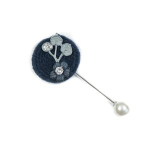 Brooches |  Navy Brooch With Pearl Closure – 3.5" Brooches Brooches