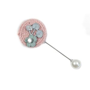 Brooches |  Pink And Gray Brooch With Pearl Closure – 3.5" Brooches Brooches