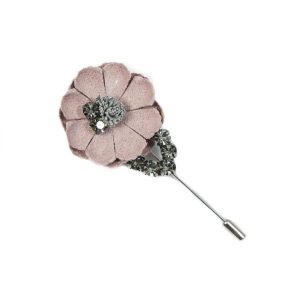 Brooches |  Pink Flower Brooch With Rhinestones – 3.75" Brooches Brooches