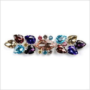 Brooches |  Silver And Multicolored Sew-On Rhinestone Brooch – 3.875"X 1" Brooches Brooches