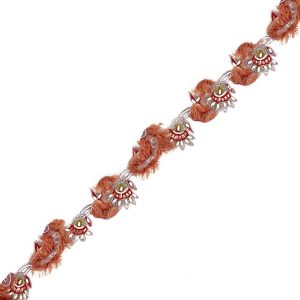 Brush Fringe |  Lilac, Red And Coral Floral Beaded Fringe Trim Brush Fringe Brush Fringe