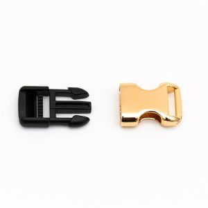 Buckles |  Gold Metal And Black Plastic Side Release Buckle – 0.5" Buckles Buckles