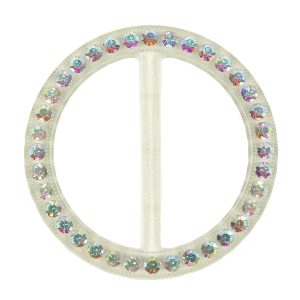 Buckles |  Vintage Ab Crystal Rhinestones And Clear Circular Plastic Slider – 2.625" Buckles Ab Crystal,Clear