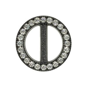 Buckles |  Vintage Crystal Rhinestones And Black Circular Plastic Slider – 1" Buckles Buckles