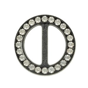 Buckles |  Vintage Crystal Rhinestones And Black Circular Plastic Slider – 1.5" Buckles Buckles