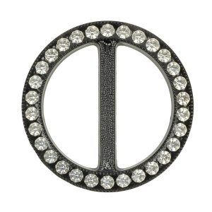 Buckles |  Vintage Crystal Rhinestones And Black Circular Plastic Slider – 2" Buckles Buckles