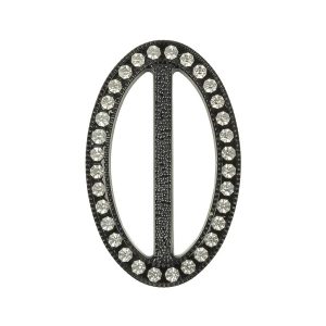 Buckles |  Vintage Crystal Rhinestones And Black Oval Plastic Slider – 2" X 1.25" Buckles Buckles