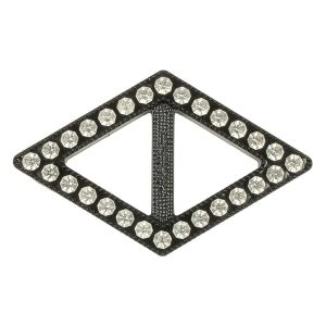 Buckles |  Vintage Crystal Rhinestones And Black Plastic Diamond Shaped Slider – 1.25" X 2" Buckles Buckles