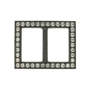 Buckles |  Vintage Crystal Rhinestones And Black Rectangular Plastic Slider – 1.375" X 1.75" Buckles Buckles