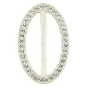 Buckles |  Vintage Crystal Rhinestones And Clear Oval Plastic Slider – 2.625" X 1.75" Buckles Buckles