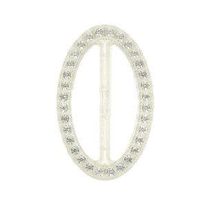 Buckles |  Vintage Crystal Rhinestones And Clear Oval Plastic Slider – 2" X 1.25" Buckles Buckles