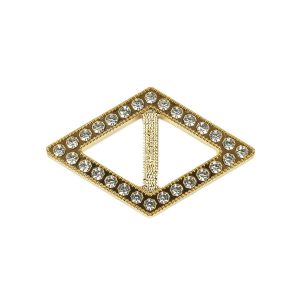 Buckles |  Vintage Crystal Rhinestones And Gold Plastic Diamond Shaped Slider – 1.25" X 2" Buckles Buckles