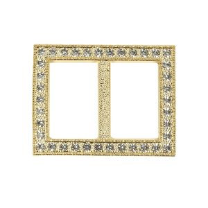 Buckles |  Vintage Crystal Rhinestones And Gold Rectangular Plastic Slider – 1.375" X 1.75" Buckles Buckles