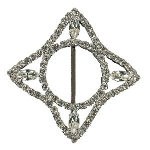 Buckles |  Vintage Crystal Rhinestones And Silver Four Pointed Star Slider – 3.5" Buckles Buckles