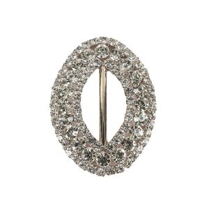 Buckles |  Vintage Rhinestone And Silver Lozenge-Shaped Slider Buckle – 2.875" X 2.125" Buckles Buckles