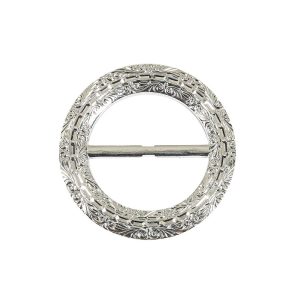 Buckles |  Vintage Silver Classical Swirls Round Slider With Faceted Silver Band – 2.375" X 2.375" Buckles Buckles