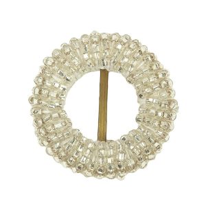 Buckles |  Vintage Silver-Lined Beaded Circular Slider With Brass Bar – 1.125" Buckles Buckles