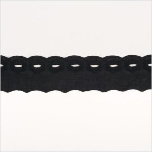 Cotton Lace Trim |  1.5" Black Cotton Eyelet Trimming Cotton Lace Trim Black