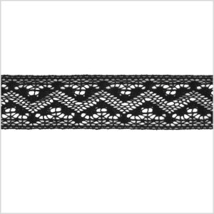 Cotton Lace Trim |  1.5" Black Crochet Lace Trim Cotton Lace Trim Black