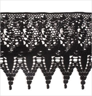 Cotton Lace Trim |  10" Black Cotton Guipure Lace Cotton Lace Trim Black