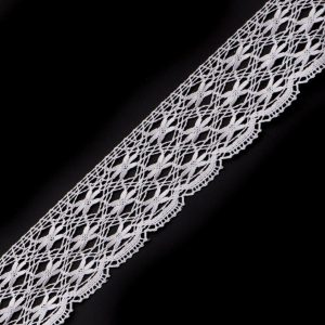 Cotton Lace Trim |  White Crochet Trim With Scalloped Edges – 1.5" Cotton Lace Trim Cotton Lace Trim