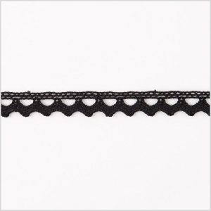 Crochet Lace Trim |  Black Cotton Lace Trimming With Triangular Edge – 3/8" Crochet Lace Trim Black