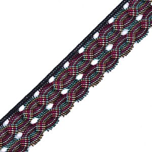 Crochet Lace Trim |  Black Multicolor Crochet Trim – 1.75" Crochet Lace Trim Black,Multicolor